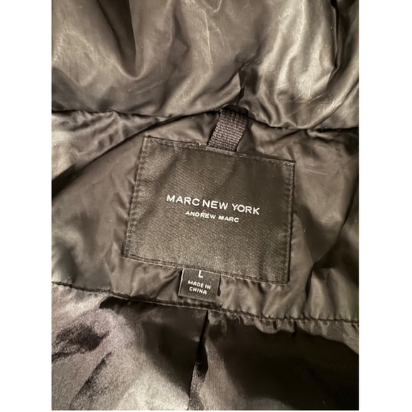 Marc New York Black Puffer Jacket with Faux Fur Detachable Hood, Size L - Picture 8 of 12